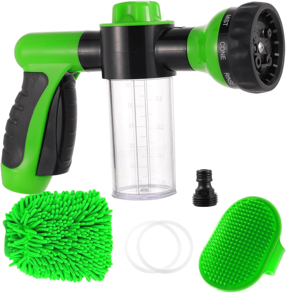 Kamirola High Pressure 8 in 1 Car Wash Brush Foam Gun,Garden Hose Nozzle Foam Cannon Bottle Soap Sprayer,Lawn, Car Wash, Cleaning,Patio, Pet Bathing