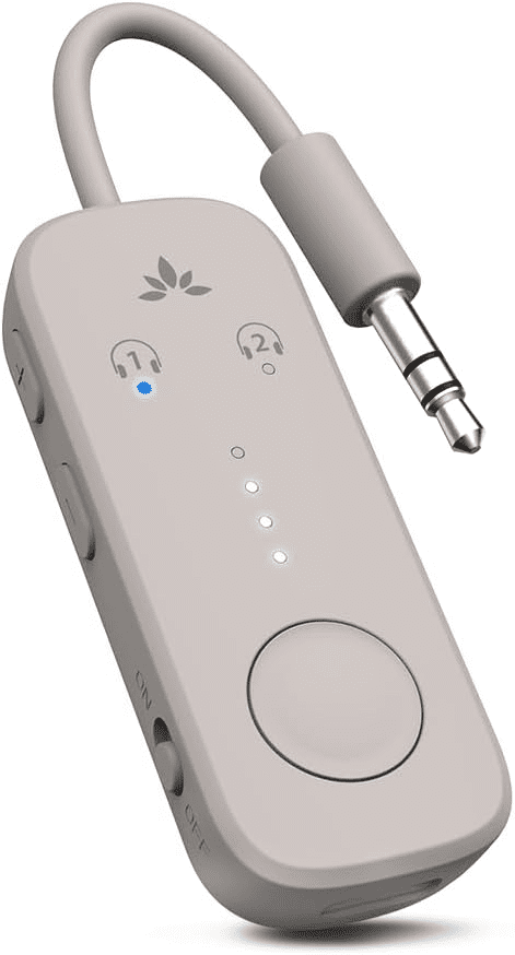 Avantree Relay - Premium Airplane Bluetooth 5.3 Adapter, Supports 2 AirPods or Headphones with aptX Adaptive, 3.5mm AUX Jack Wireless