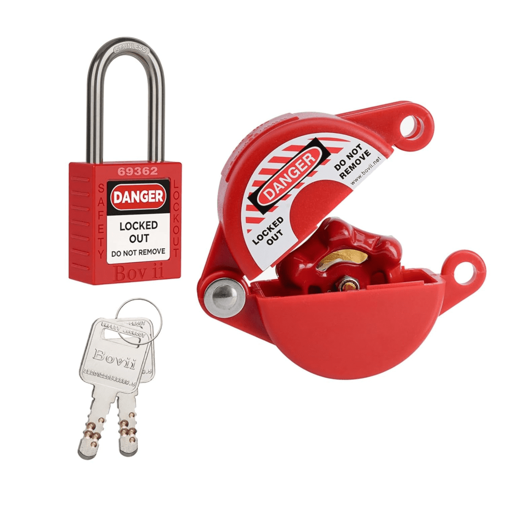Boviisky Gate Valve Lockout with Safety Padlock,1set,Hose Bib Lock for Hose Spigot/Propane Tank,Outdoor Faucet Lock for 1 to 2-1/2 in Dia Valve Handles
