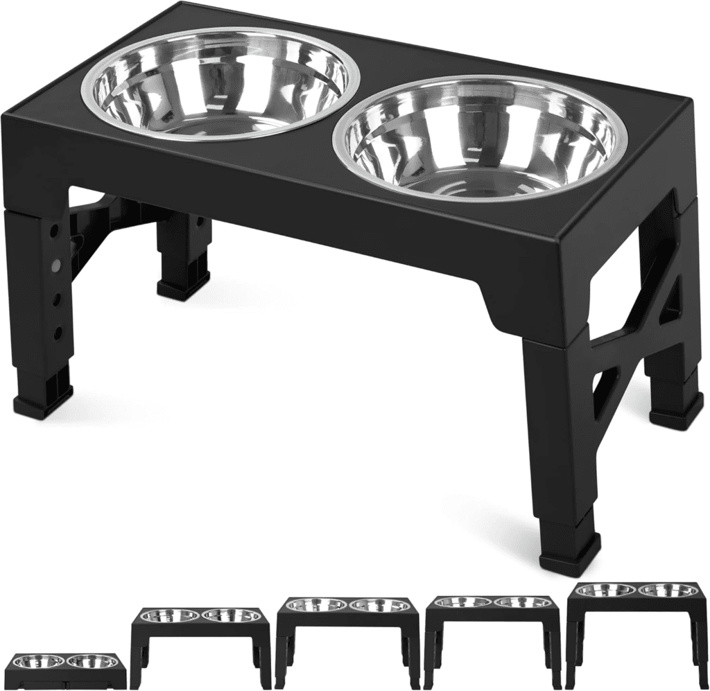 best dog food bowls for shih tzu- Niubya Elevated Dog Bowls with 2 Stainless Steel Dog Food Bowls
